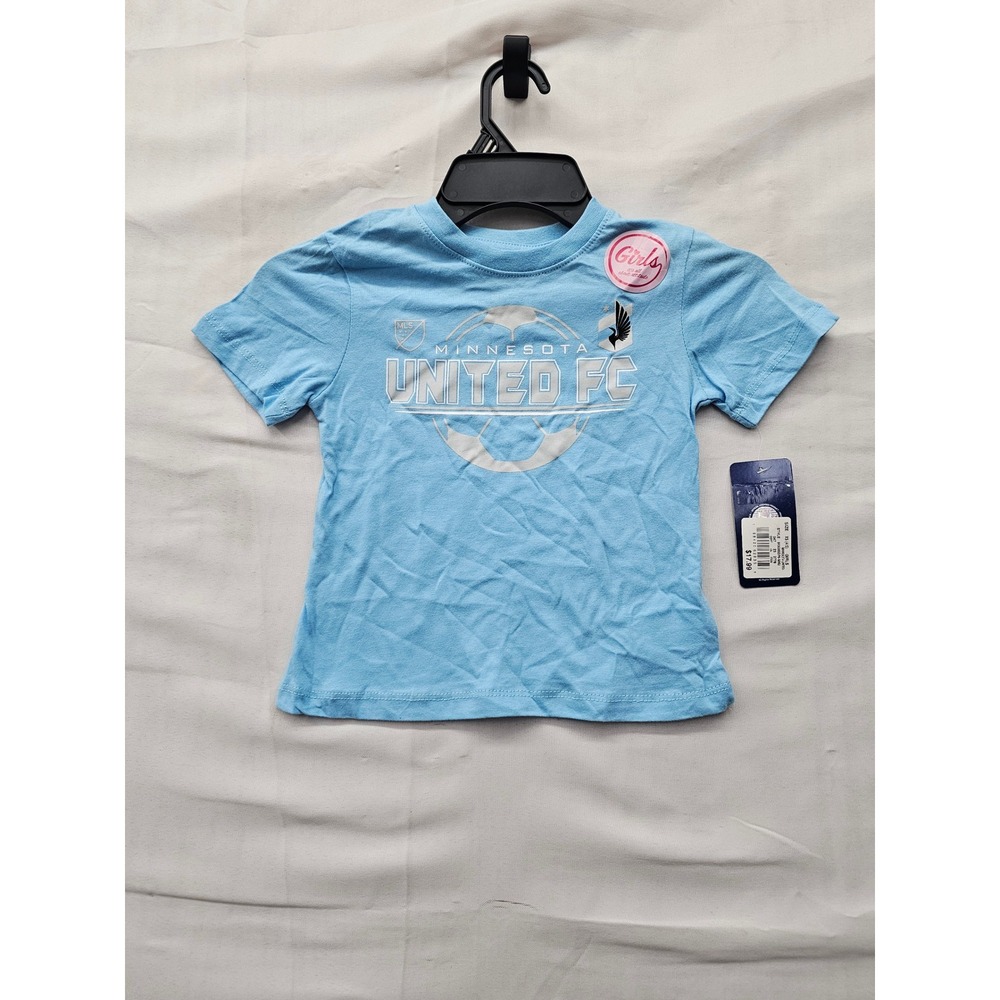 MLS Girls Minnesota United FC Graphic T-Shirt Blue Cotton Size XS 4/5